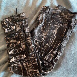 Kylla Custom Rock Wear "Executor" Jeans, Side-Lace w/ distressed denim